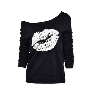 Girls Sweatshirt Lips Print Long Sleeve Shirt